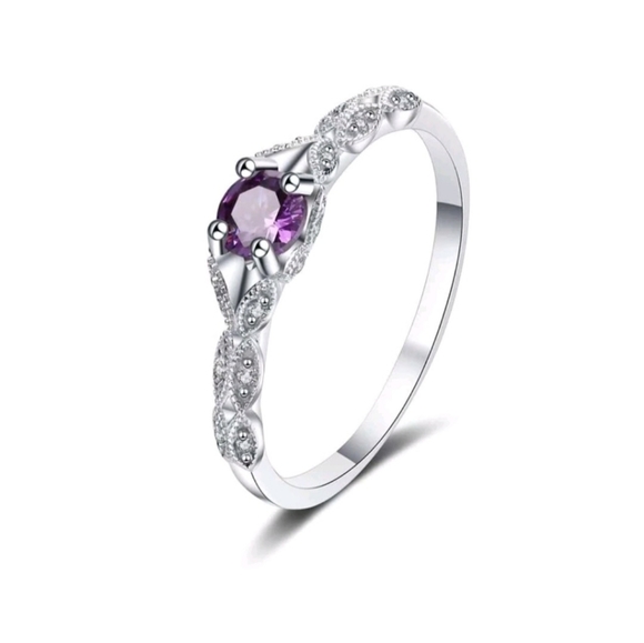 Purple Cubic Zirconia Ring - Picture 4 of 4